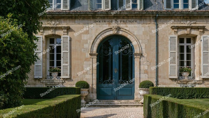 French Country Mansion with Grand Entrance and Gardens