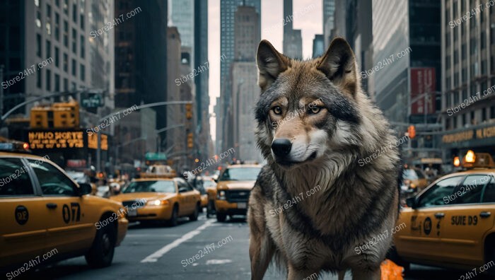 A Lone Wolf Stands Tall Amid Wall Street's Bustling Chaos