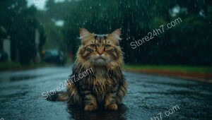 Abandoned, Wet Cat in Rain Seeks Compassionate Human for Home