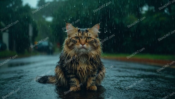 Abandoned, Wet Cat in Rain Seeks Compassionate Human for Home