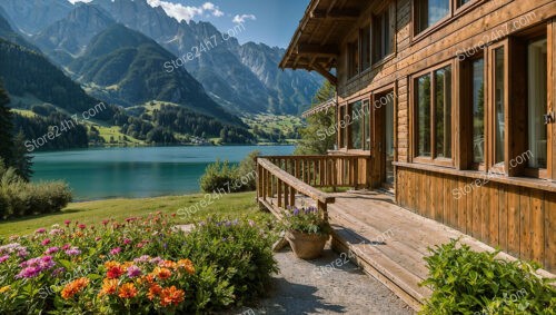 Alpine Wooden House with Lake and Mountain Views