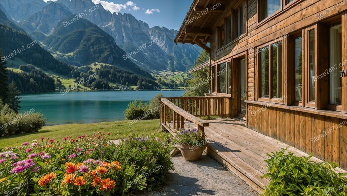 Alpine Wooden House with Lake and Mountain Views