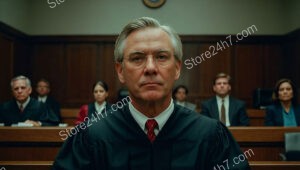 American Judge's Solemn Expression Highlights Courtroom's Judicial Gravitas