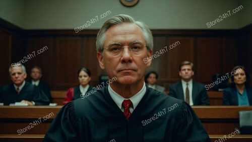 American Judge's Solemn Expression Highlights Courtroom's Judicial Gravitas