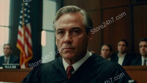 American Judge's Stern Expression Captures Essence of Courtroom Authority
