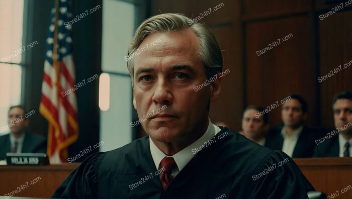 American Judge's Stern Expression Captures Essence of Courtroom Authority