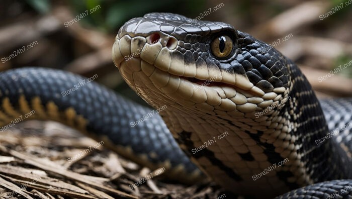 Ancient Forest Dweller: Snake's Detailed Face Revealed in Close-Up