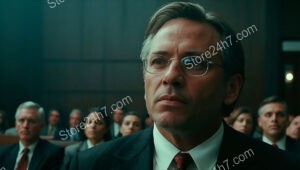 Attorney's Focused Expression Reflects Gravity of Courtroom Proceedings