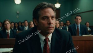 Attorney's Resolute Demeanor Reflects the Weight of Courtroom Proceedings