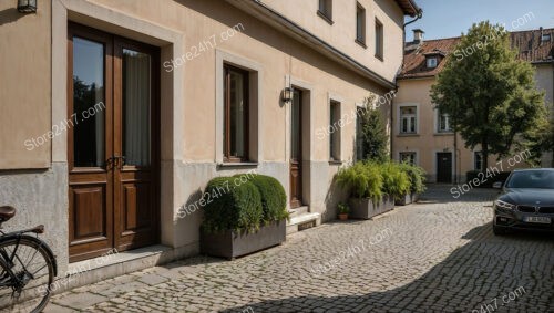 Bavarian Courtyard with Classic Architecture and Greenery