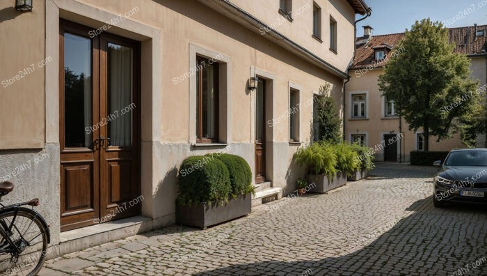 Bavarian Courtyard with Classic Architecture and Greenery