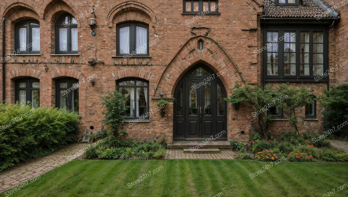 Beautiful Gothic House with Arched Door and Windows