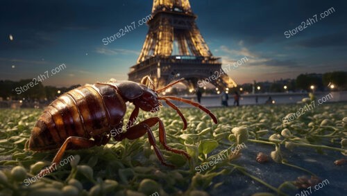 Bedbugs Invade Paris: Nighttime Scene Near Eiffel Tower