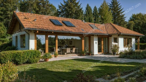 Bungalow with Traditional Bavarian Roof and Solar Panels