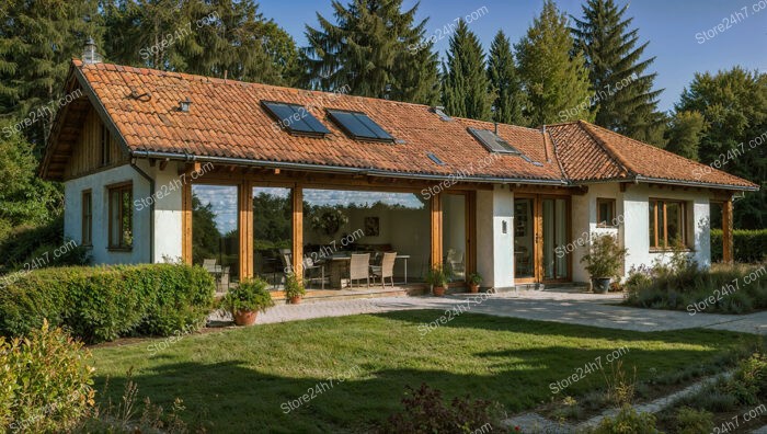 Bungalow with Traditional Bavarian Roof and Solar Panels