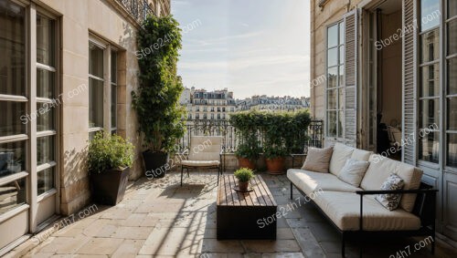 Captivating French Terrace Overlooking the City Skyline