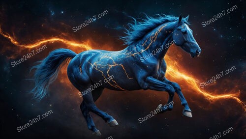 Celestial Horse Gallops Through Space, Charged with Cosmic Power
