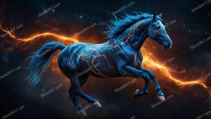 Celestial Horse Gallops Through Space, Charged with Cosmic Power