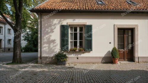 Charming Bavarian Home with Green Shutters and Potted Plants