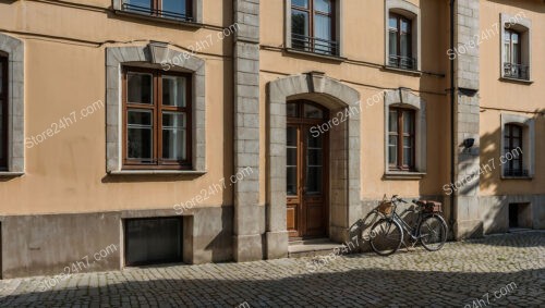 Charming Bavarian Residence with Orange Facade and Bicycle