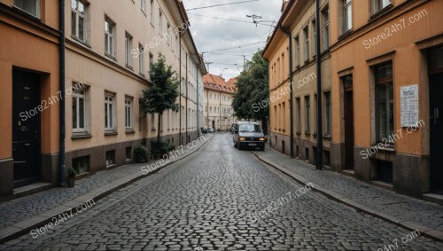 Charming Cobblestone Street in Eastern German Small Town