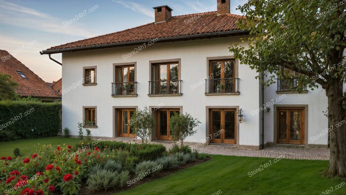 Charming Countryside House with Red Roof and Garden