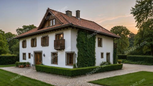 Charming Countryside House with Red Roof and Ivy