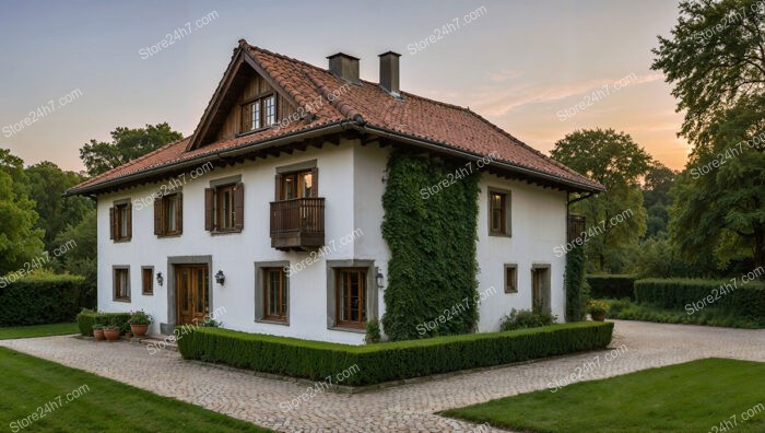 Charming Countryside House with Red Roof and Ivy