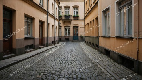 Charming Eastern German Alley with Yellow and Beige Buildings