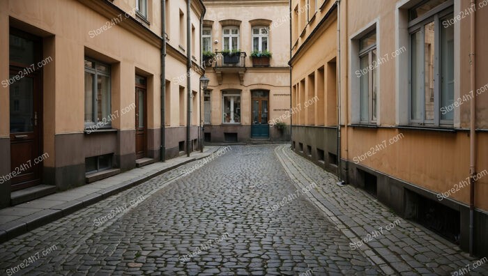 Charming Eastern German Alley with Yellow and Beige Buildings