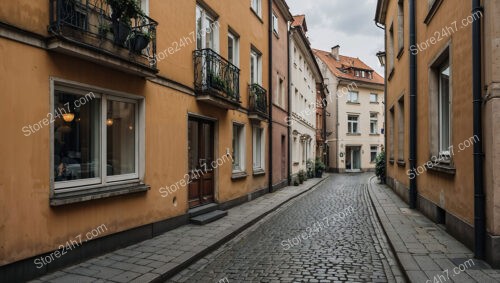 Charming Eastern German Alley with Yellow Stucco Buildings