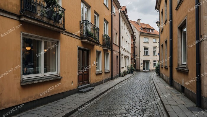 Charming Eastern German Alley with Yellow Stucco Buildings