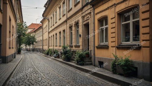 Charming Eastern German Street with Traditional Stucco Buildings