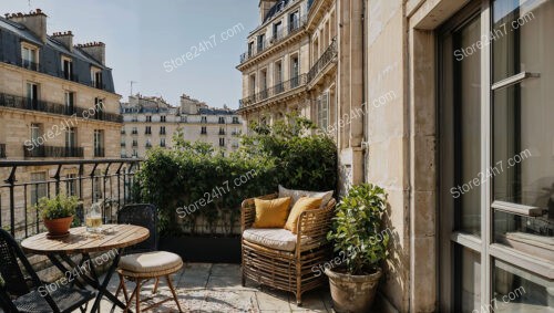 Charming French Terrace with Daylight and Greenery