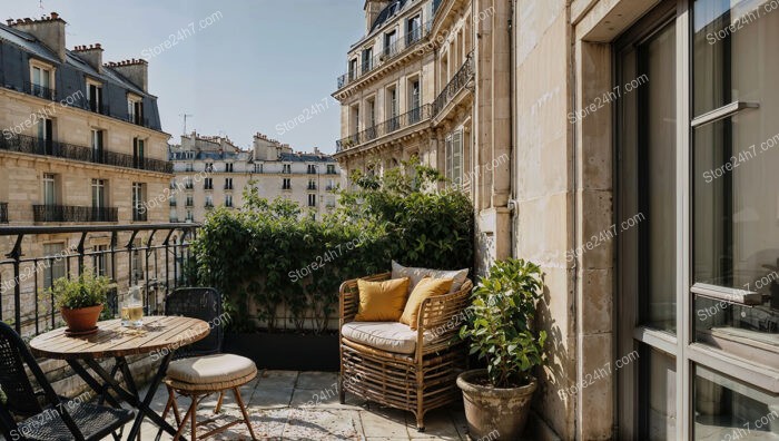 Charming French Terrace with Daylight and Greenery