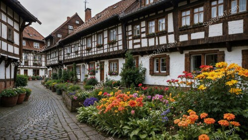 Charming German Half-Timbered Houses with Flower Gardens