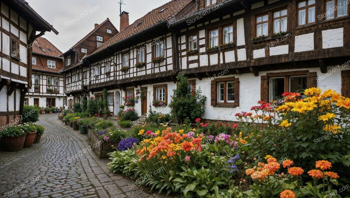 Charming German Half-Timbered Houses with Flower Gardens