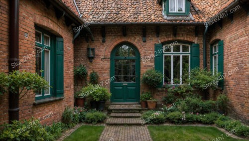 Charming Gothic Cottage with Lush Greenery and Cozy Porch