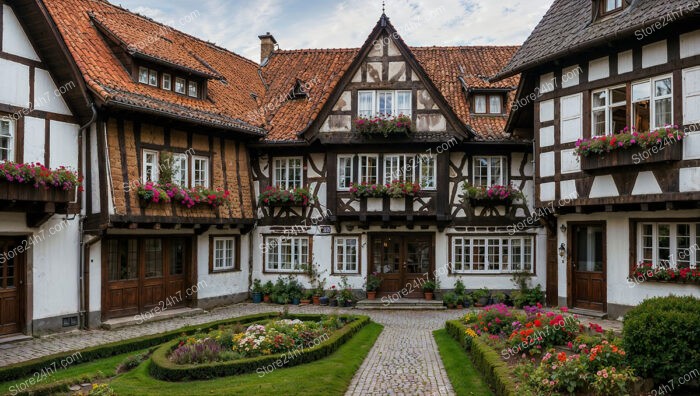 Charming Half-Timbered Houses in a German Village