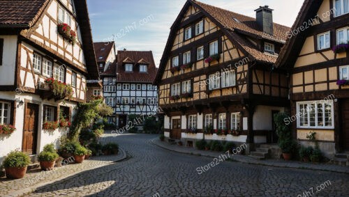 Charming Half-Timbered Houses on a Quaint German Street