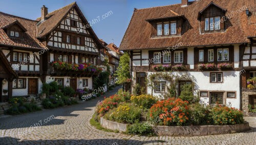 Charming Half-Timbered Houses with Colorful Gardens in Germany