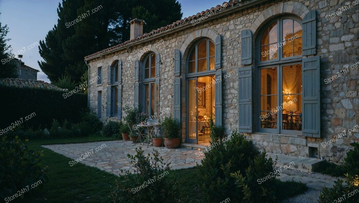 Charming Stone House with Blue Shutters in France