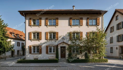 Classic Bavarian Home with Wooden Shutters and Greenery