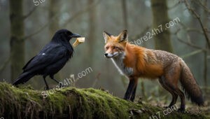 Clever Crow Outwits Fox in Classic Fable Cheese Conflict