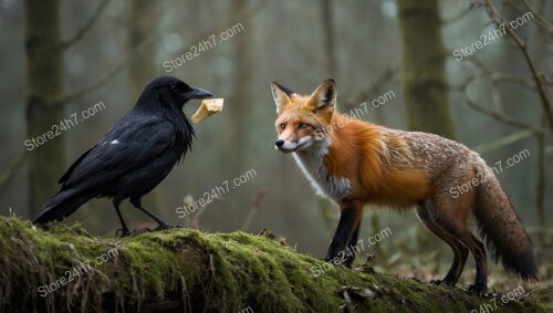 Clever Crow Outwits Fox in Classic Fable Cheese Conflict