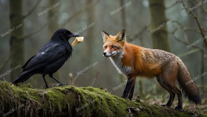 Clever Crow Outwits Fox in Classic Fable Cheese Conflict