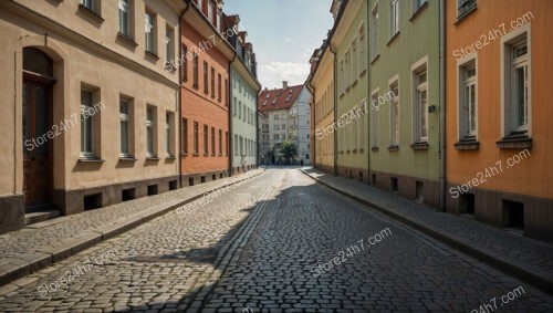 Colorful Eastern German Street with Pastel Facades