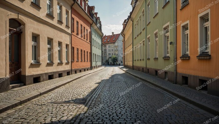 Colorful Eastern German Street with Pastel Facades