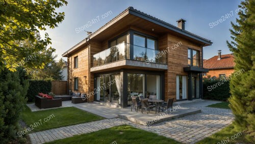 Contemporary German House with Wooden Facade and Outdoor Space