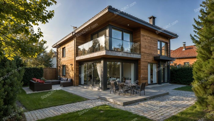 Contemporary German House with Wooden Facade and Outdoor Space